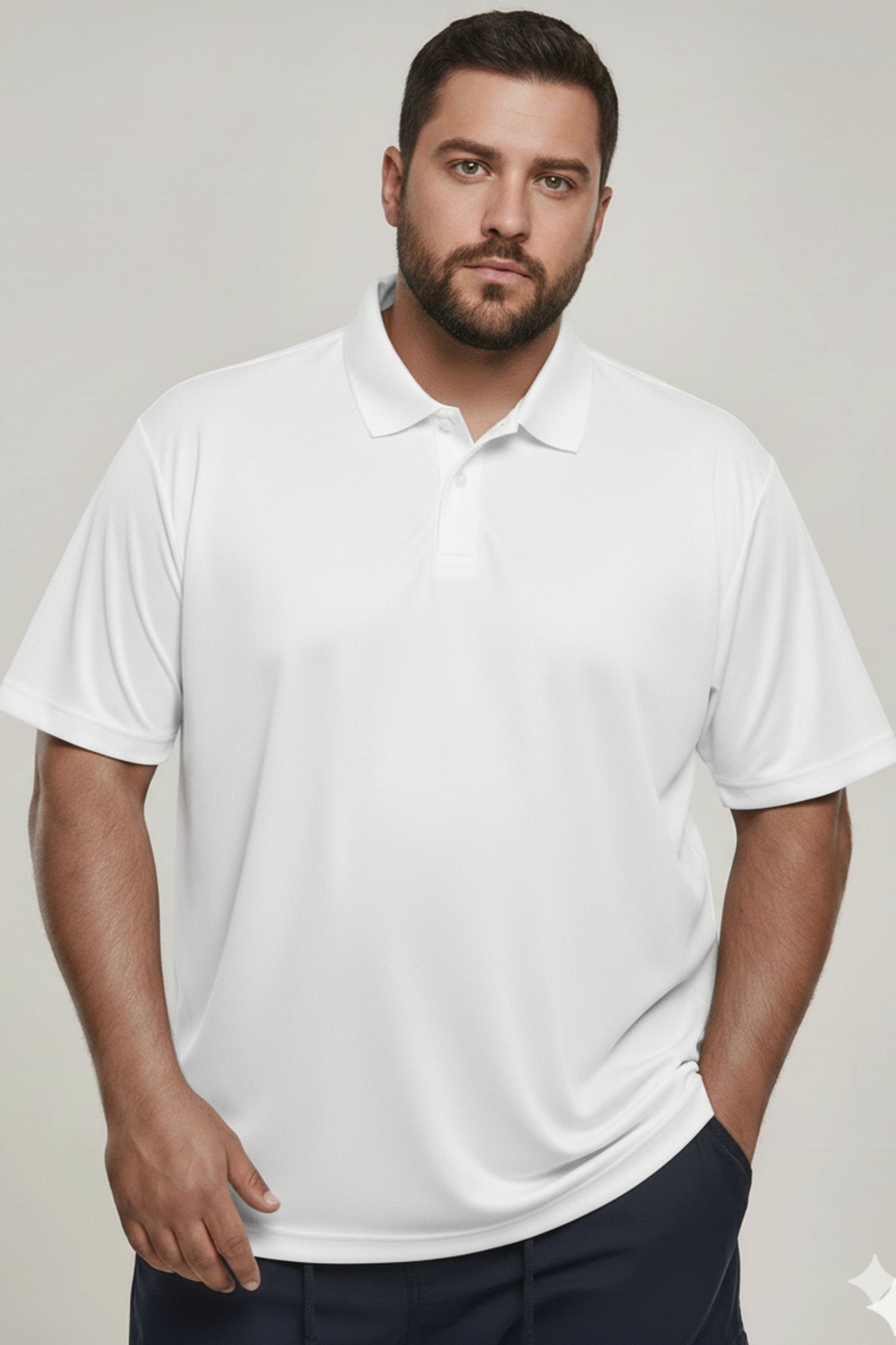 White - Smart Tech Polo Plus Size