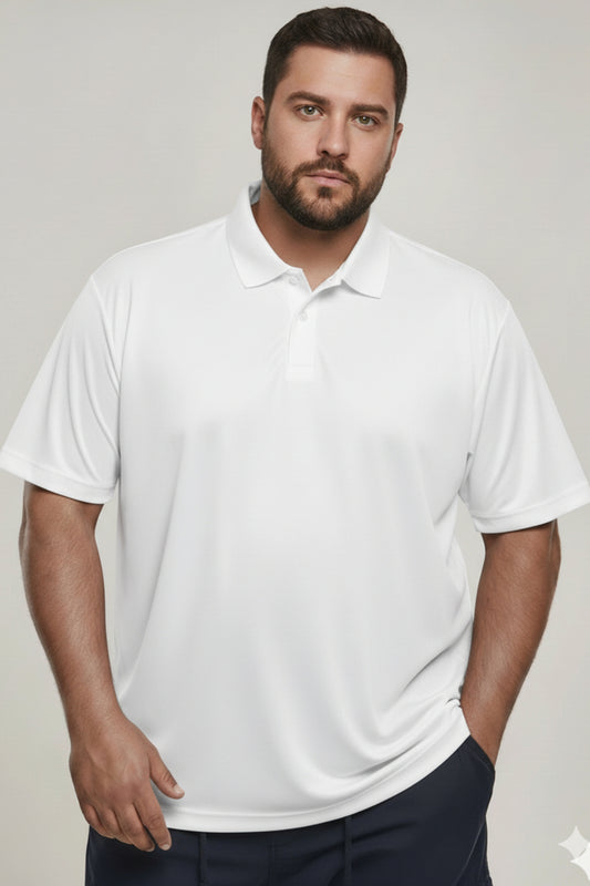 White - Smart Tech Polo Plus Size