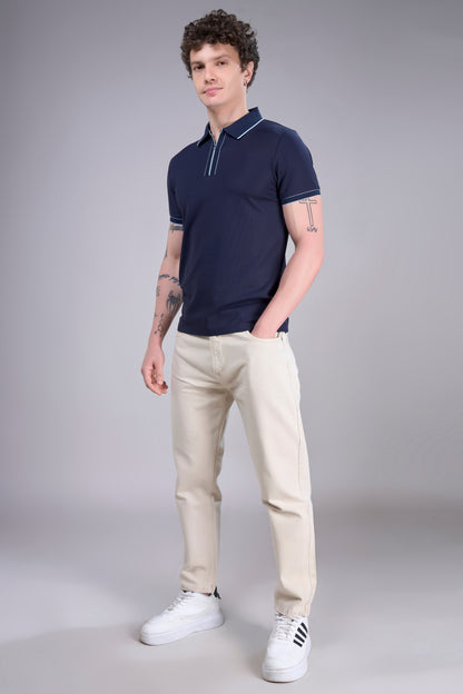Teal Navy - Stitchless Zipper Polo