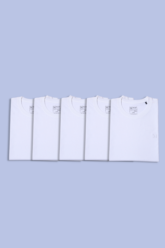 All Whites Pack Of 5 T-shirts Maxzone Clothing   