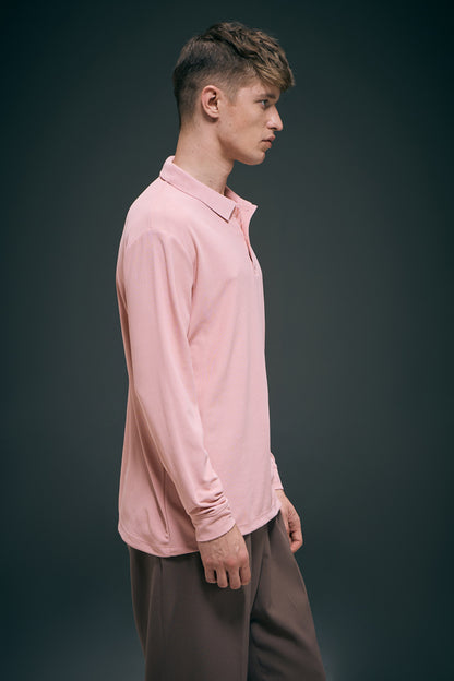 Mauve Full Sleeve Smart Tech Polo Maxzone Clothing