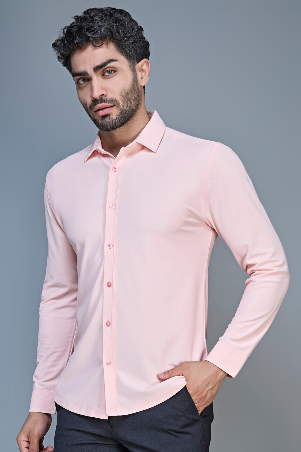 L T. Pink Smart Tech Full Sleeve Shirt Full Sleeve Shirt Maxzone Clothing   