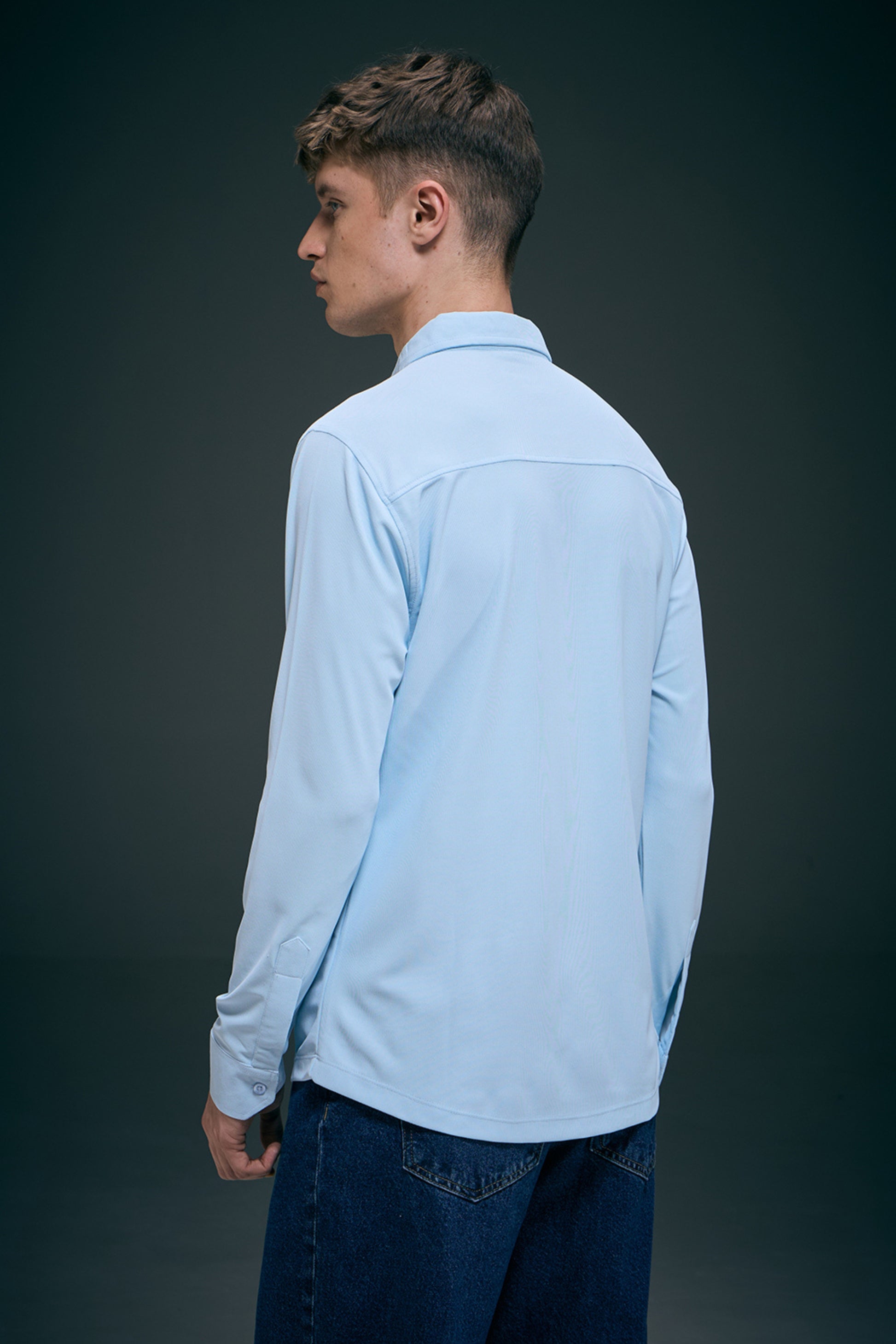 Powder Blue Smart Tech Full Sleeve Shirt Full Sleeve Shirt Maxzone Clothing