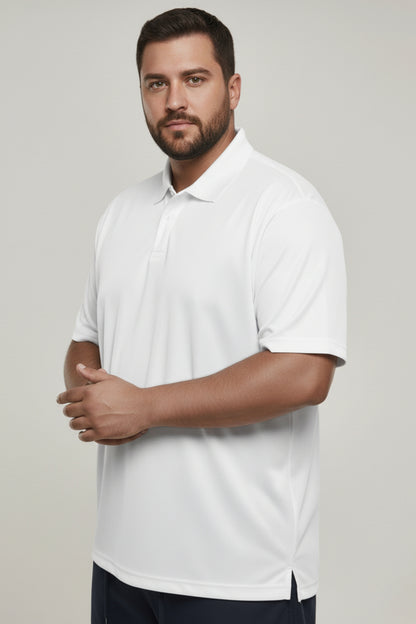 White - Smart Tech Polo Plus Size