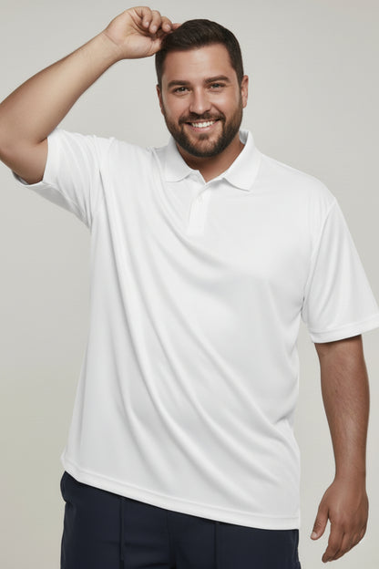White - Smart Tech Polo Plus Size