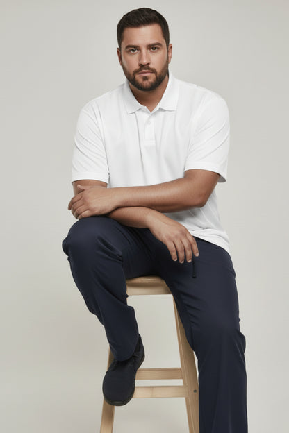 White - Smart Tech Polo Plus Size