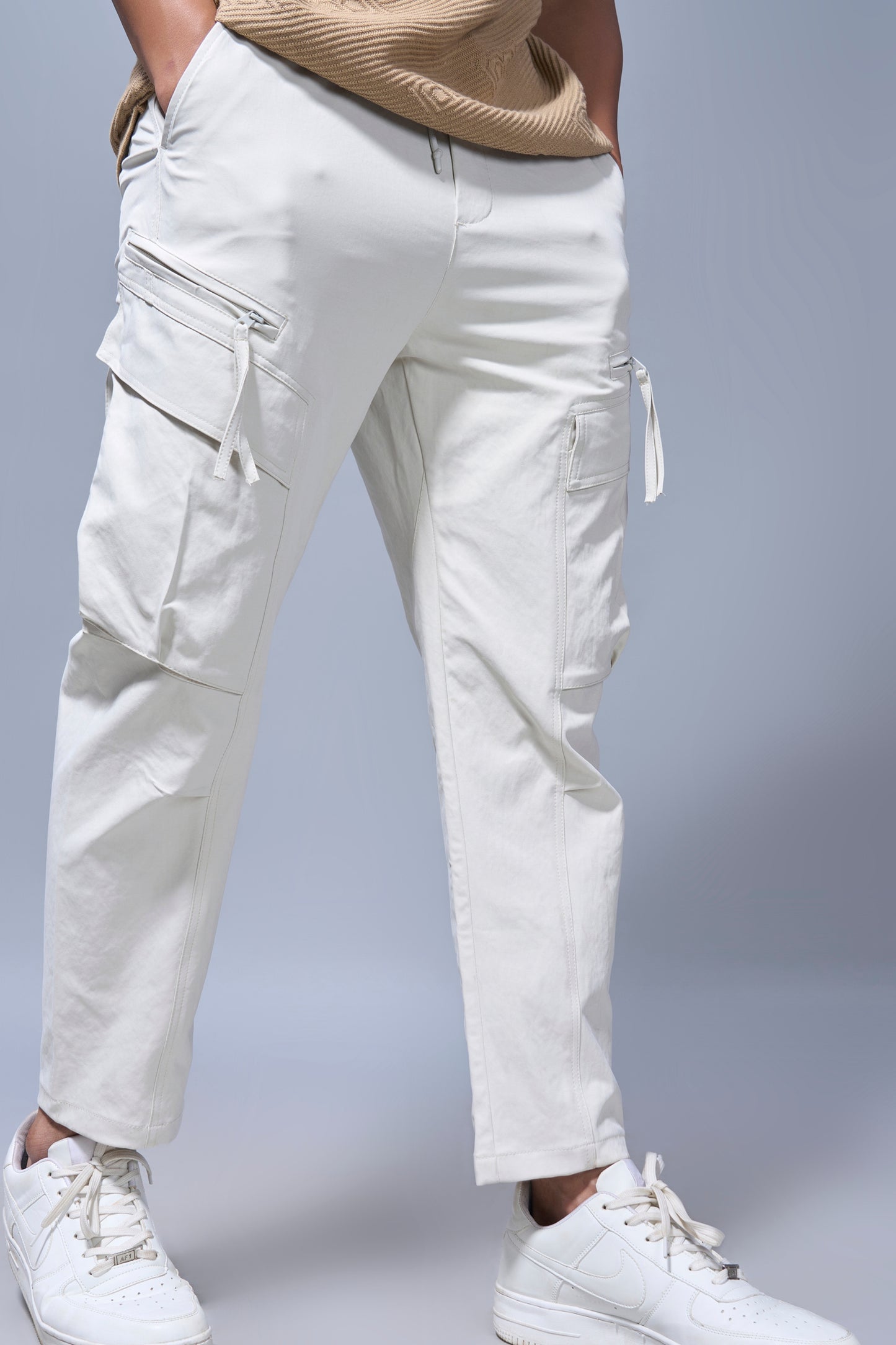 White Korean Cargo Maxzone Clothing