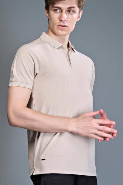 Beige - Smart Tech Textured Polo Maxzone Clothing