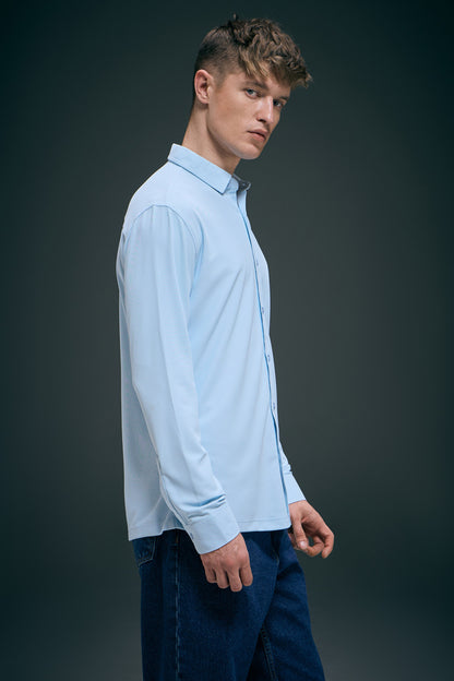 Powder Blue Smart Tech Full Sleeve Shirt Full Sleeve Shirt Maxzone Clothing