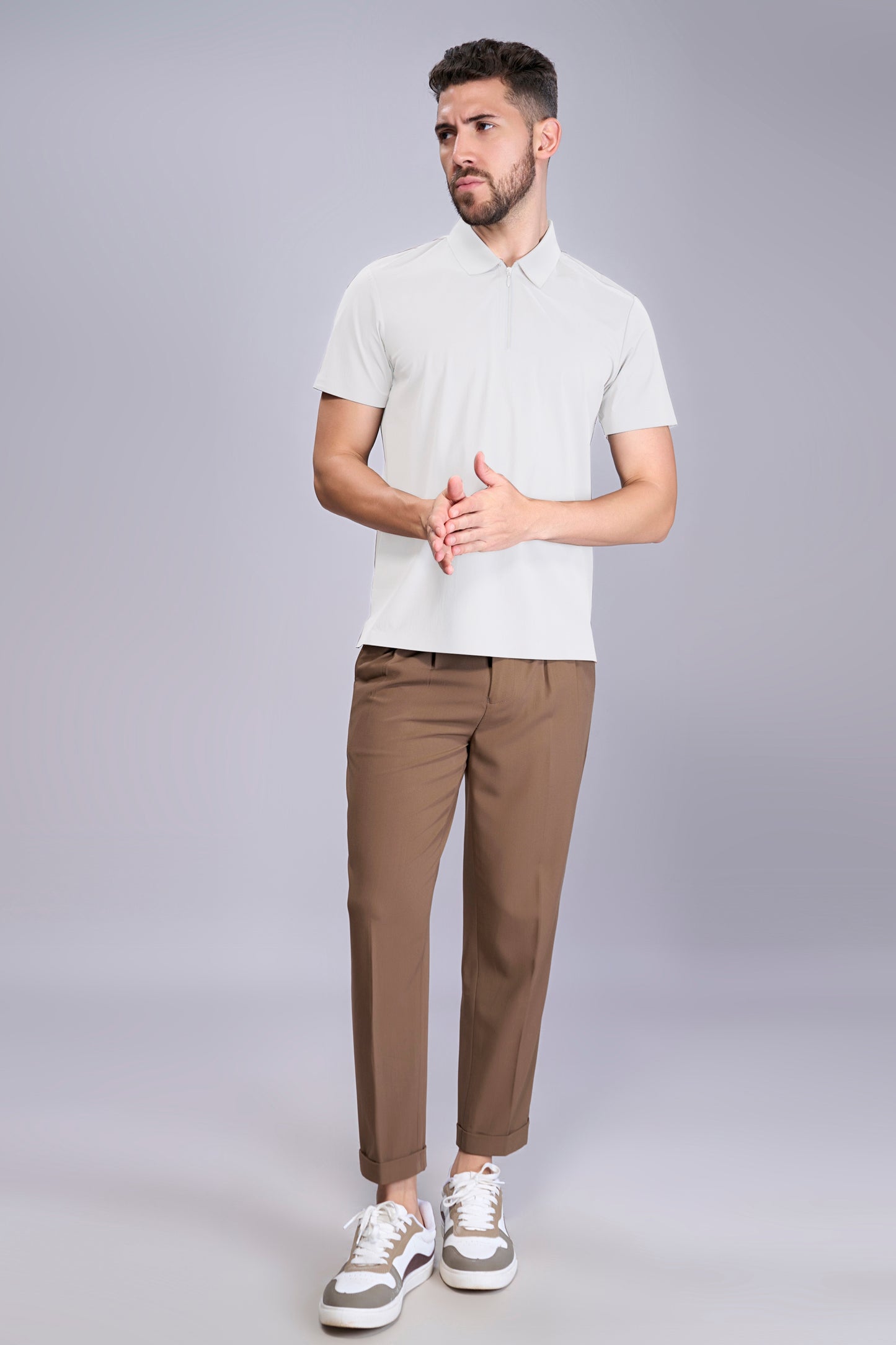 White - Stitchless Zip Polo T-shirt