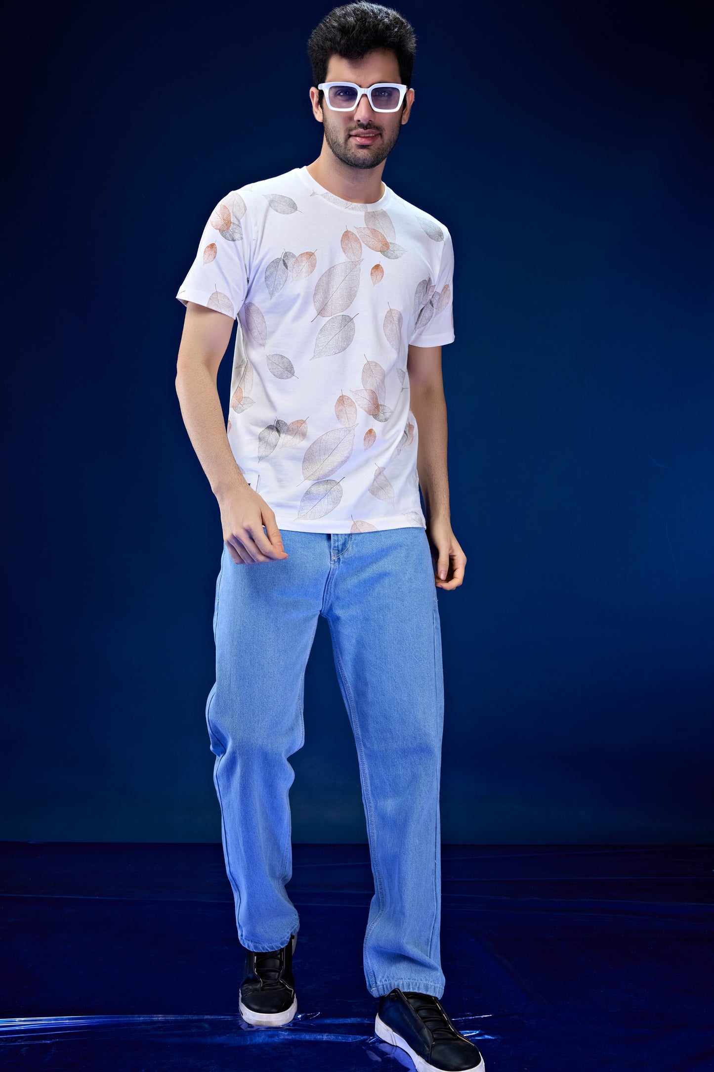 White - AOP Round Neck T-shirt
