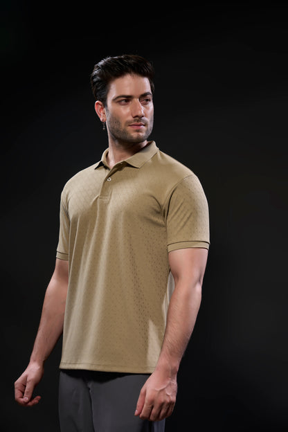 Khaki - Structure Knit Smart Tech Polo