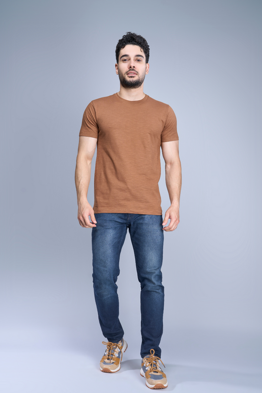 Shop Men's (Obssession) Solid Sand Stone T-shirt-front Maxzone Clothing