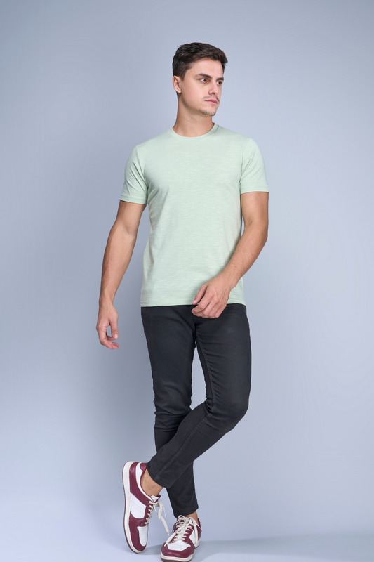 Shop Men's (Obssession) Solid Mint Cream T-shirt-front Maxzone Clothing
