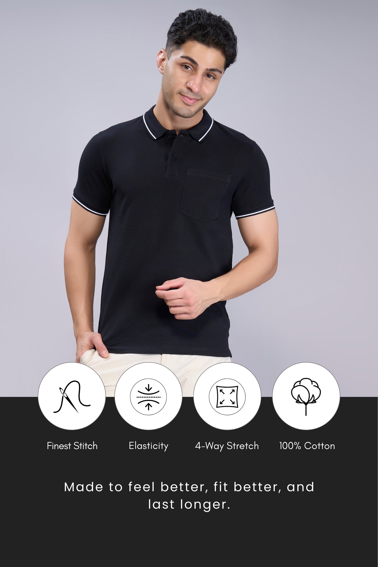 Black - Identity Pocket Polo