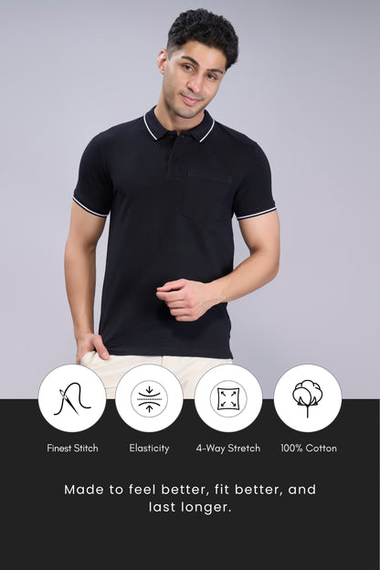 Black - Identity Pocket Polo