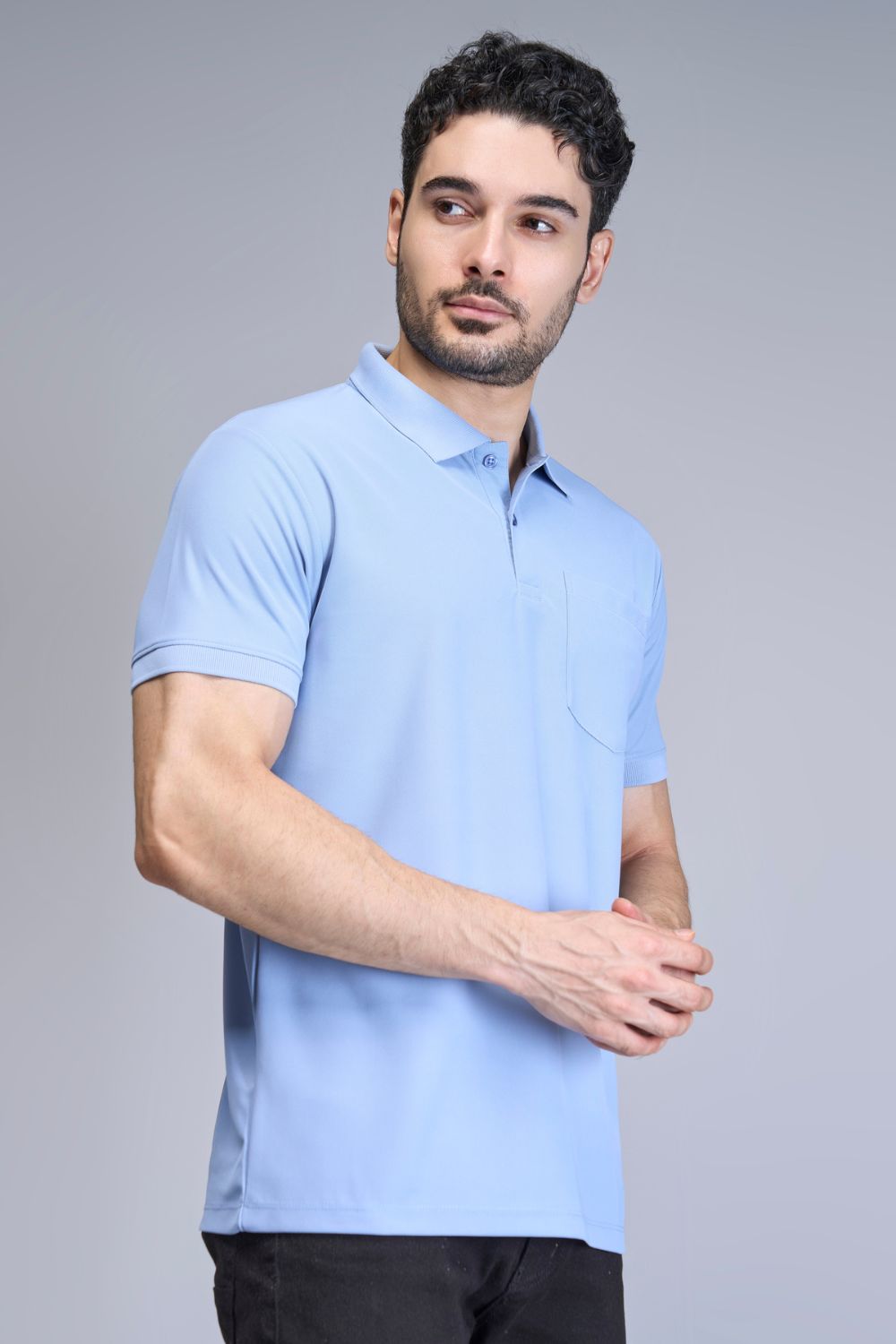 Light Blue Smart Tech Pocket + Polo T-shirts Maxzone Clothing   