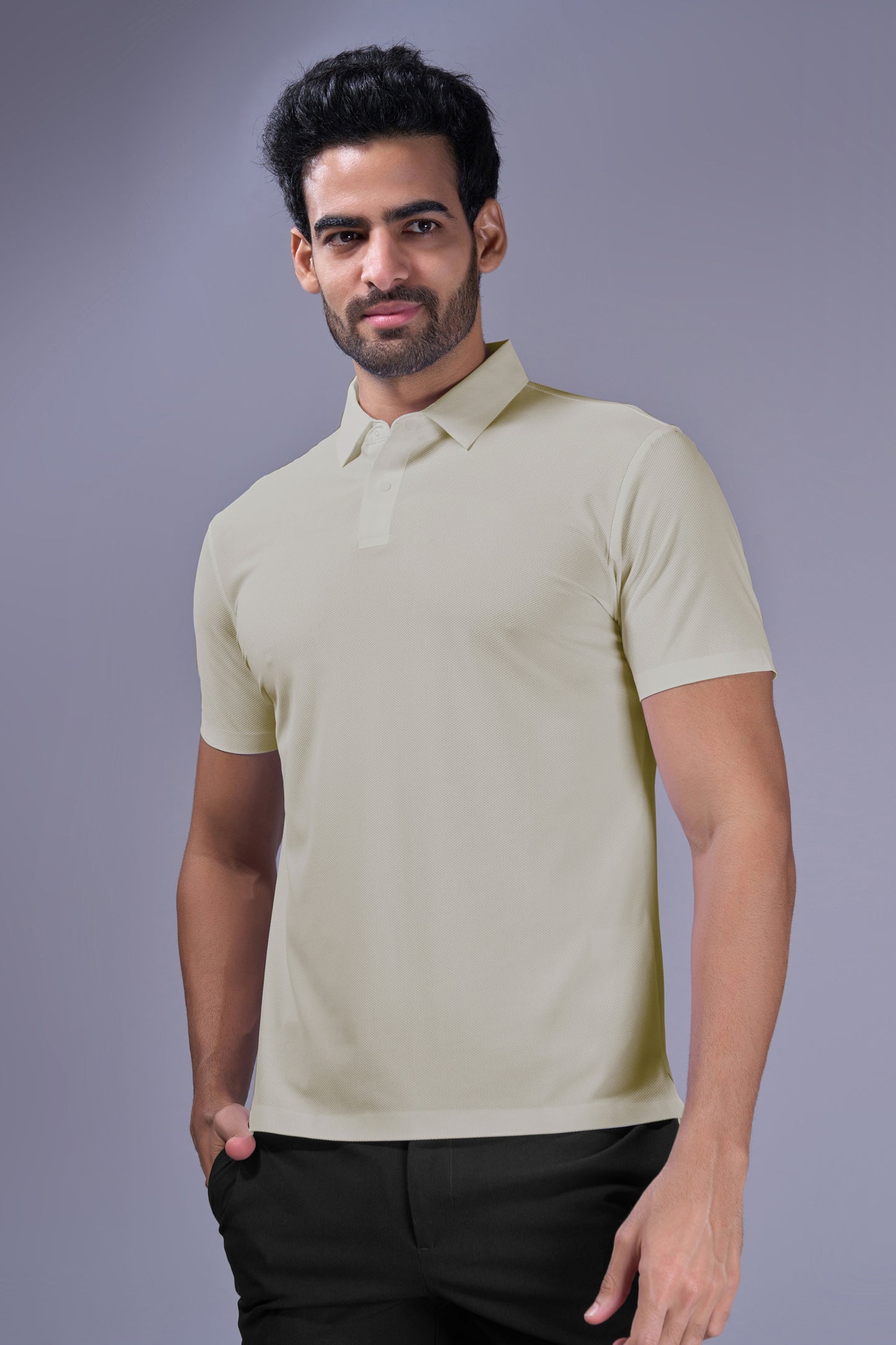 Beige - 2 Button Stitchless Polo