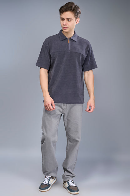 German Grey - Old Money Zip Polo Maxzone Clothing