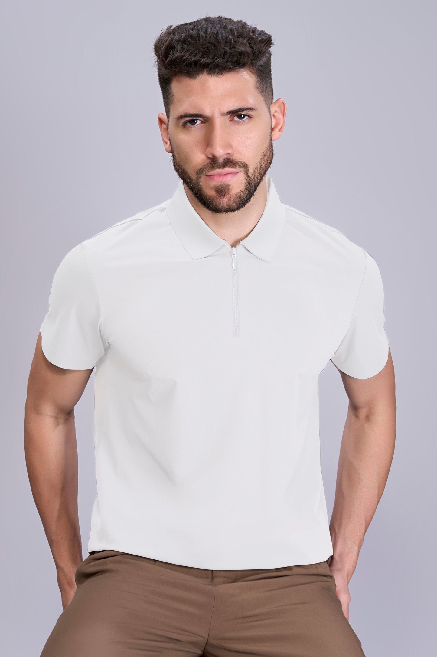 White - Stitchless Zip Polo T-shirt