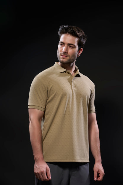 Khaki - Structure Knit Smart Tech Polo