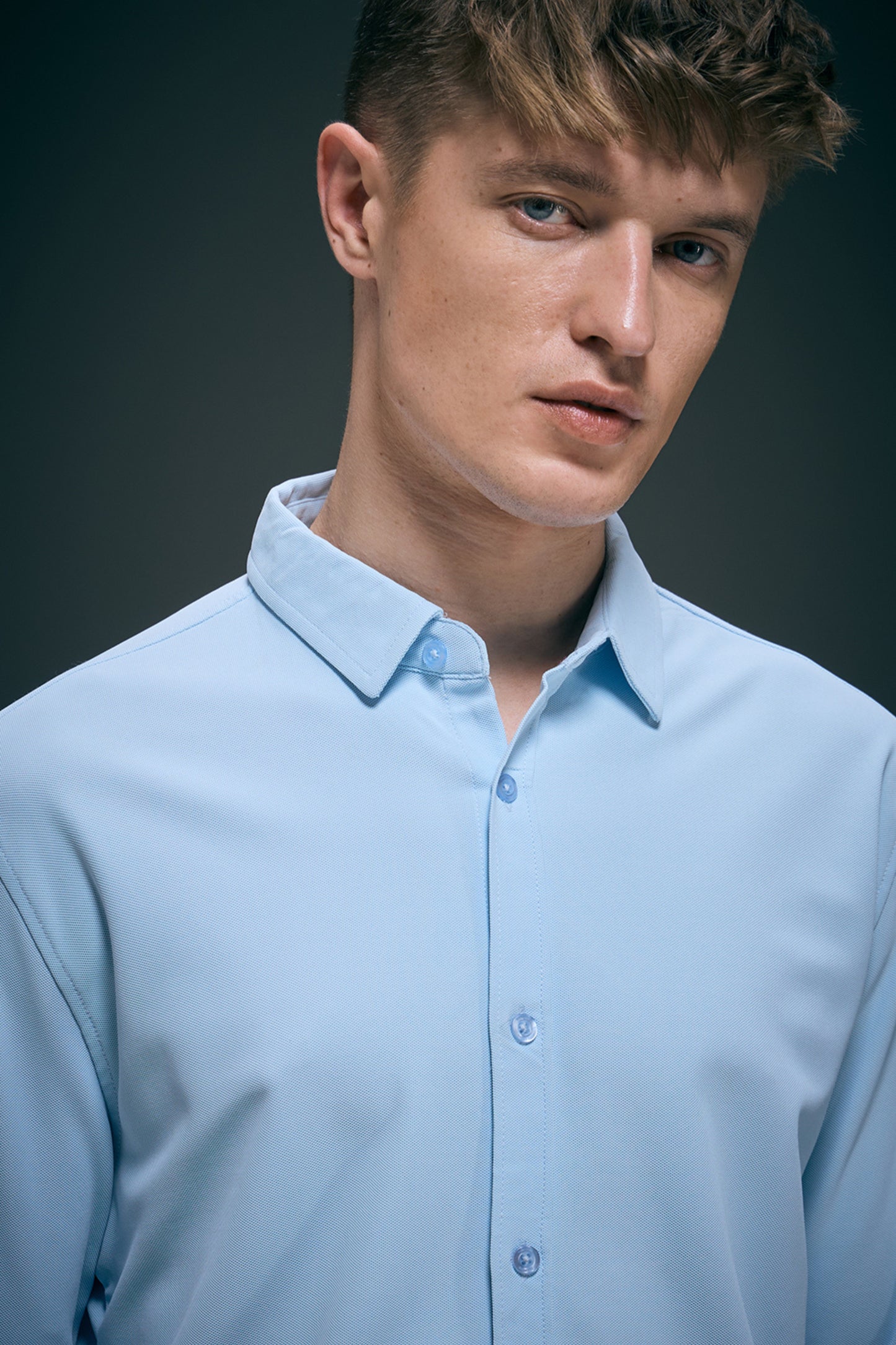 Powder Blue Smart Tech Full Sleeve Shirt Full Sleeve Shirt Maxzone Clothing