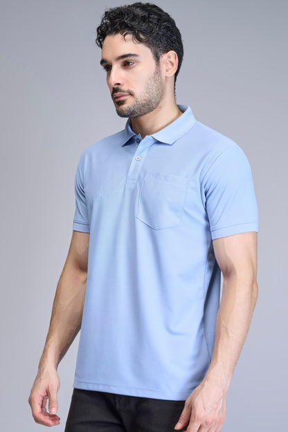 Light Blue Smart Tech Pocket + Polo T-shirts Maxzone Clothing   