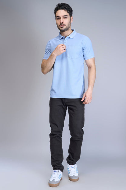 Light Blue Smart Tech Pocket + Polo T-shirts Maxzone Clothing   