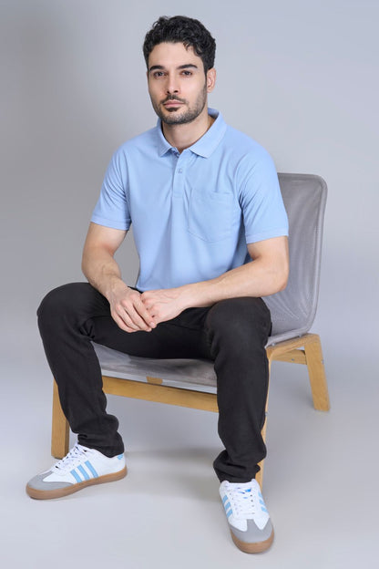 Light Blue Smart Tech Pocket + Polo T-shirts Maxzone Clothing   