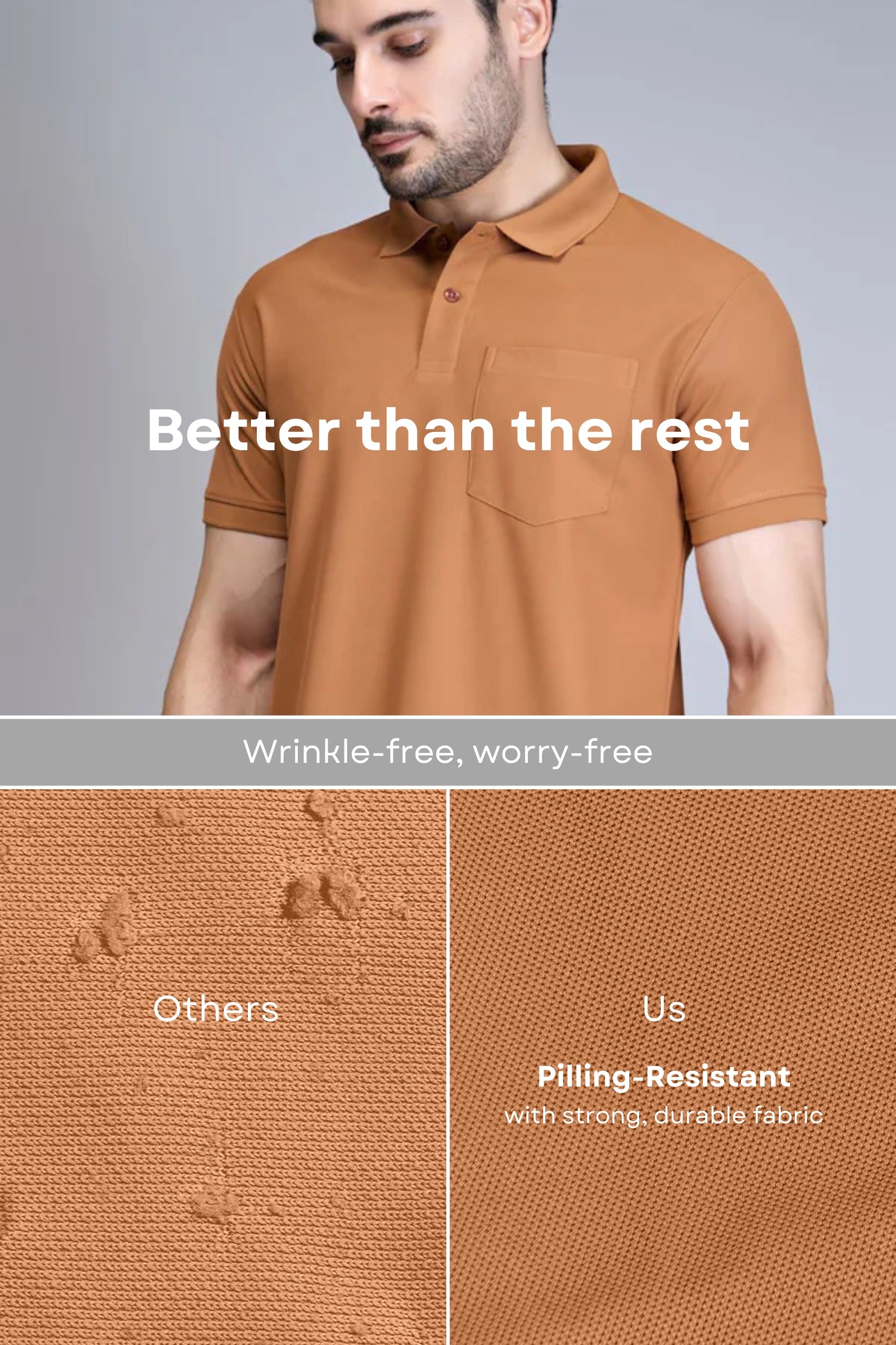 Smart tech polo - Caramel Polo T-SHIRT Maxzone Clothing