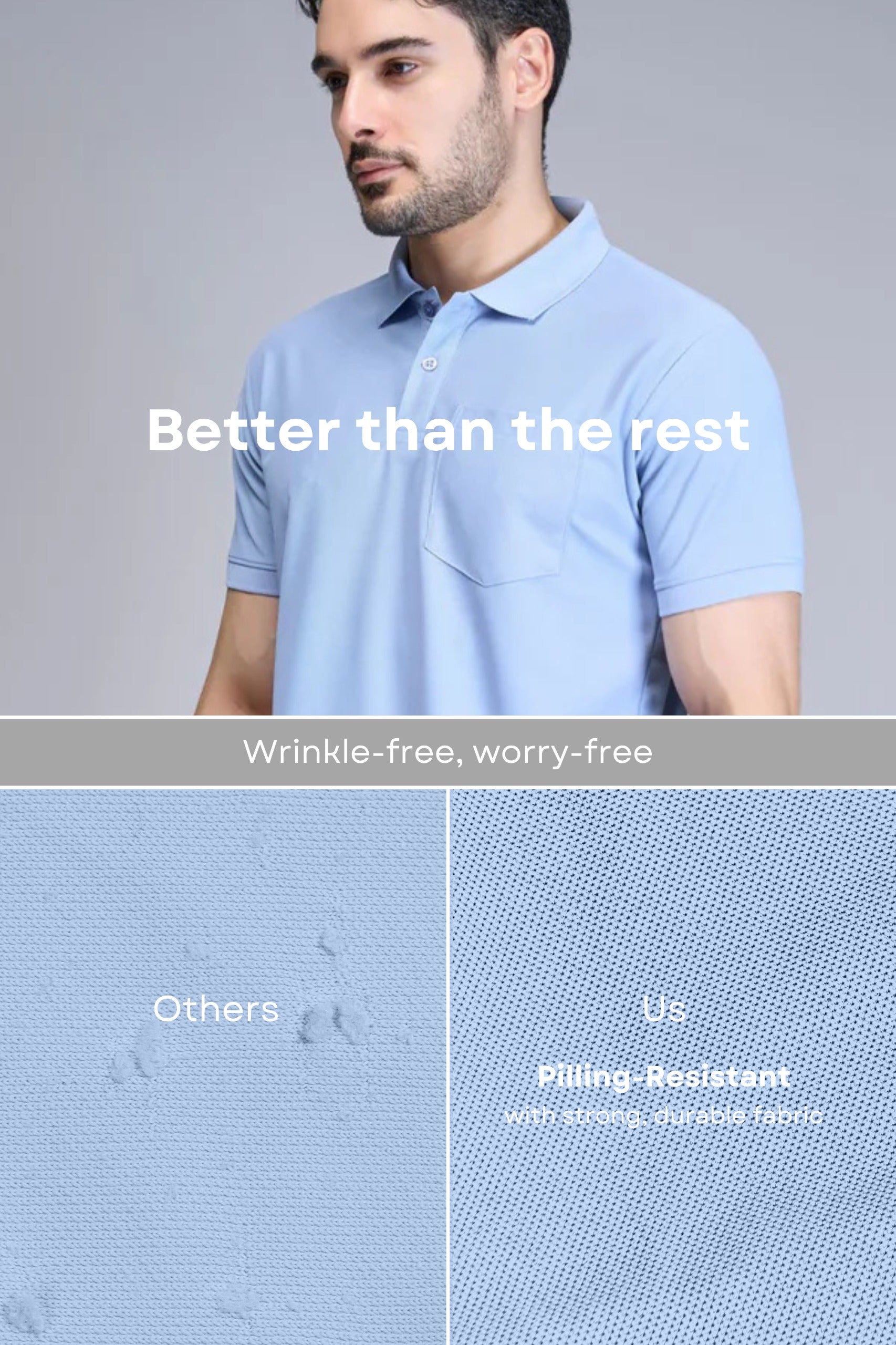 Light Blue Smart Tech Pocket + Polo T-shirts Maxzone Clothing