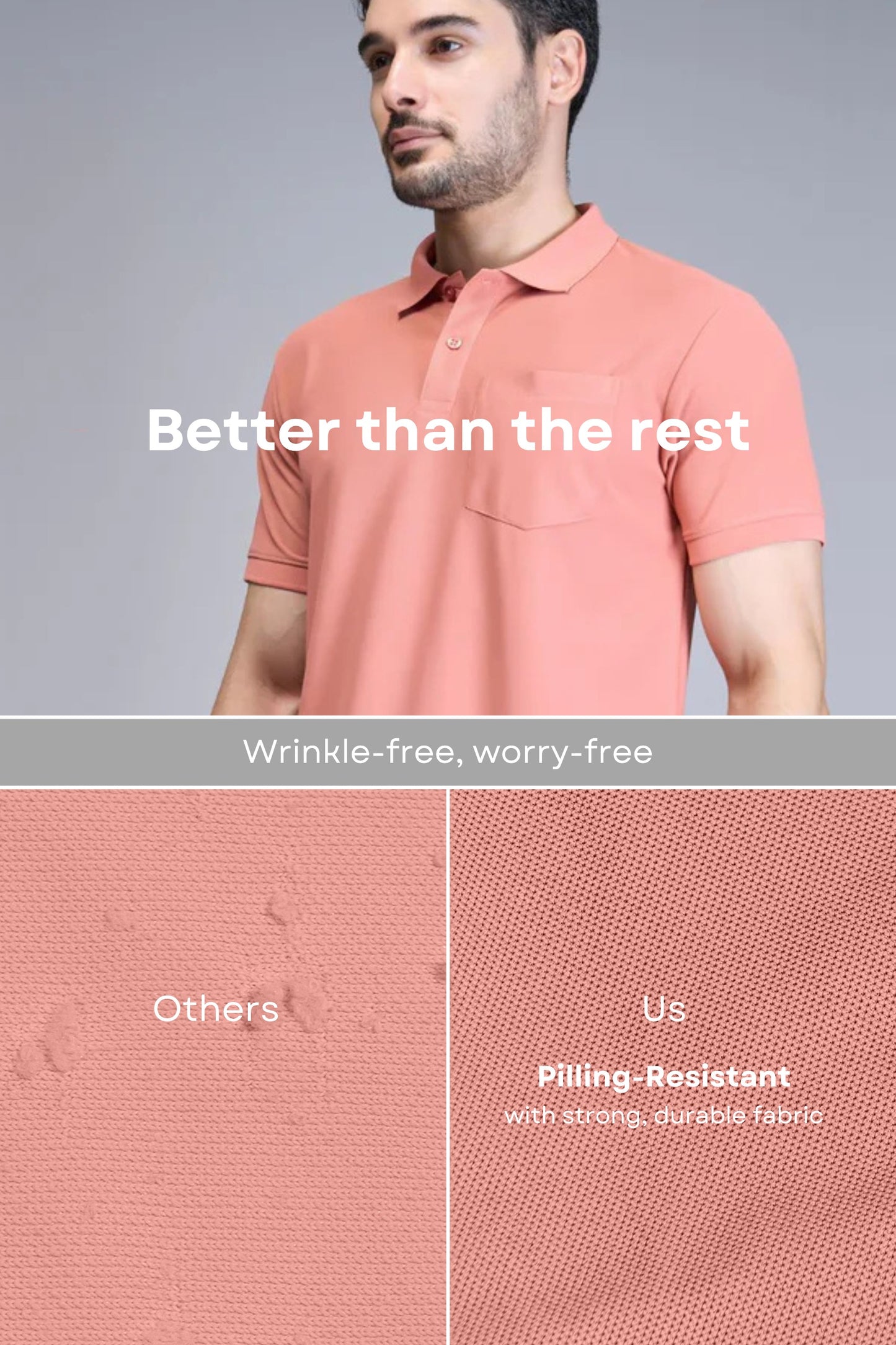 Light Pink Smart Tech Pocket + Polo T-shirts Maxzone Clothing