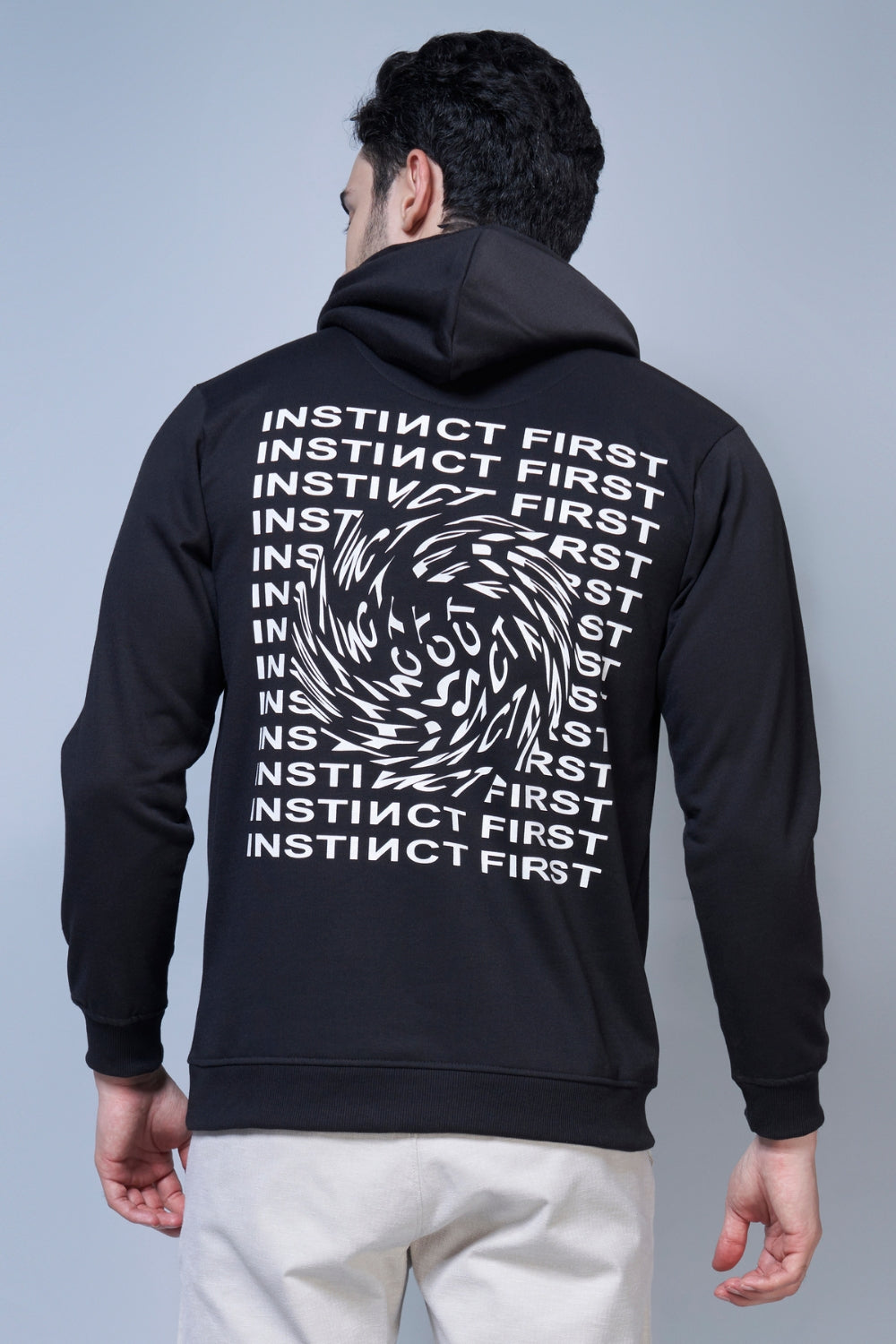 Instinct Printed Black Hoodie Hoodies Maxzone Clothing