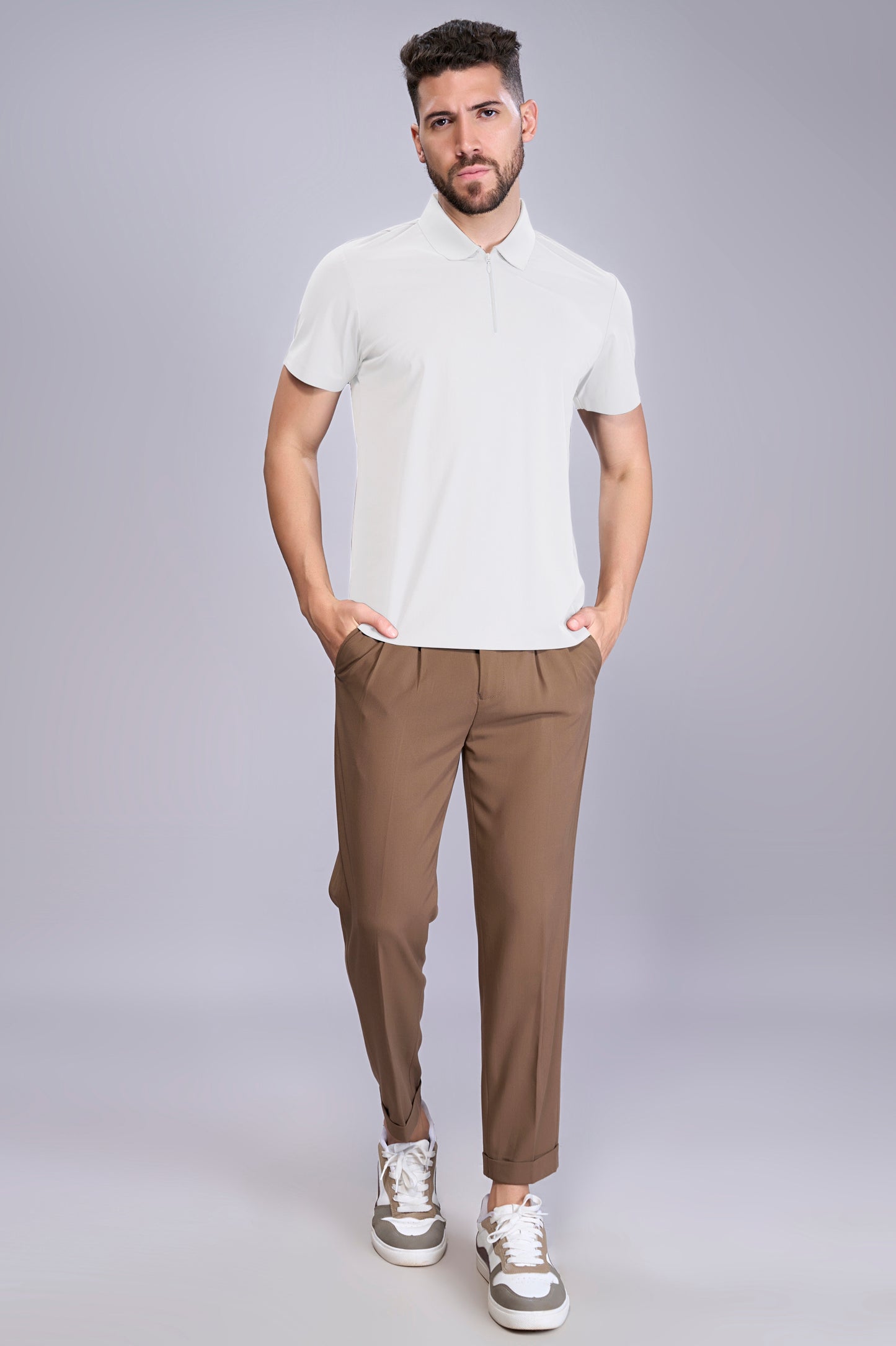 White - Stitchless Zip Polo T-shirt