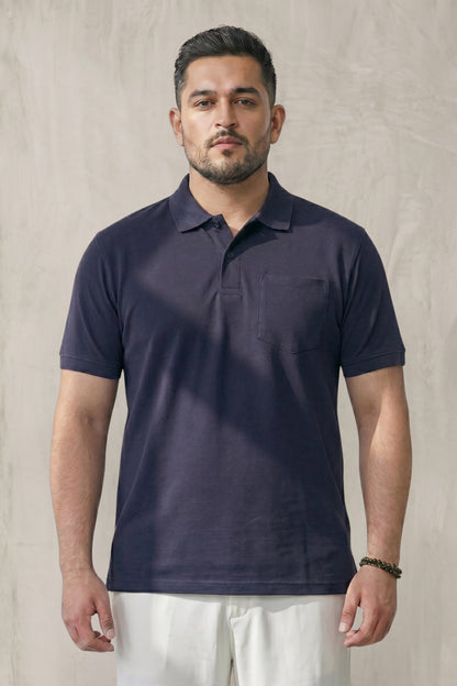Teal Navy - Zyric Pocket Polo Plus Size