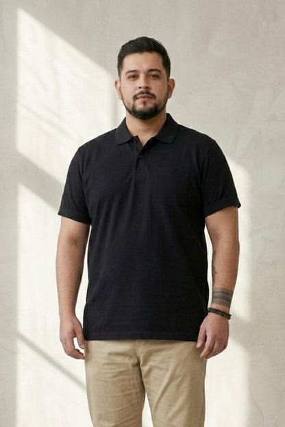 Black - Zyric Pocket Polo Plus Size