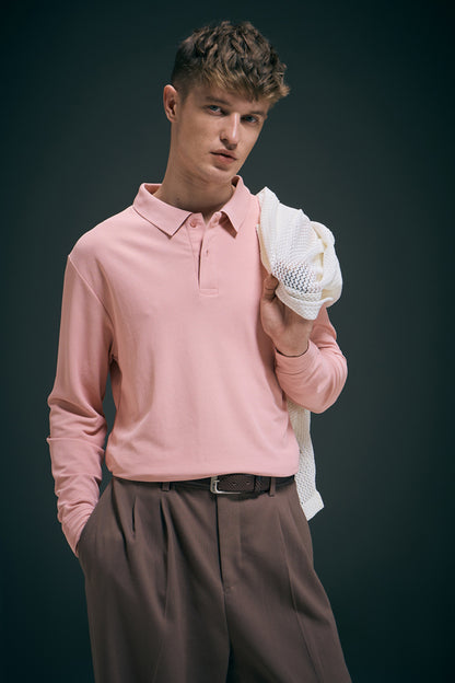 Mauve Full Sleeve Smart Tech Polo Maxzone Clothing M
