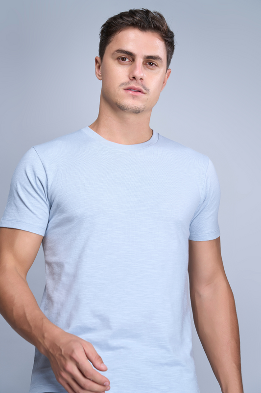 Shop Men's (Obssession) Solid Ice Blue T-shirt-front Maxzone Clothing