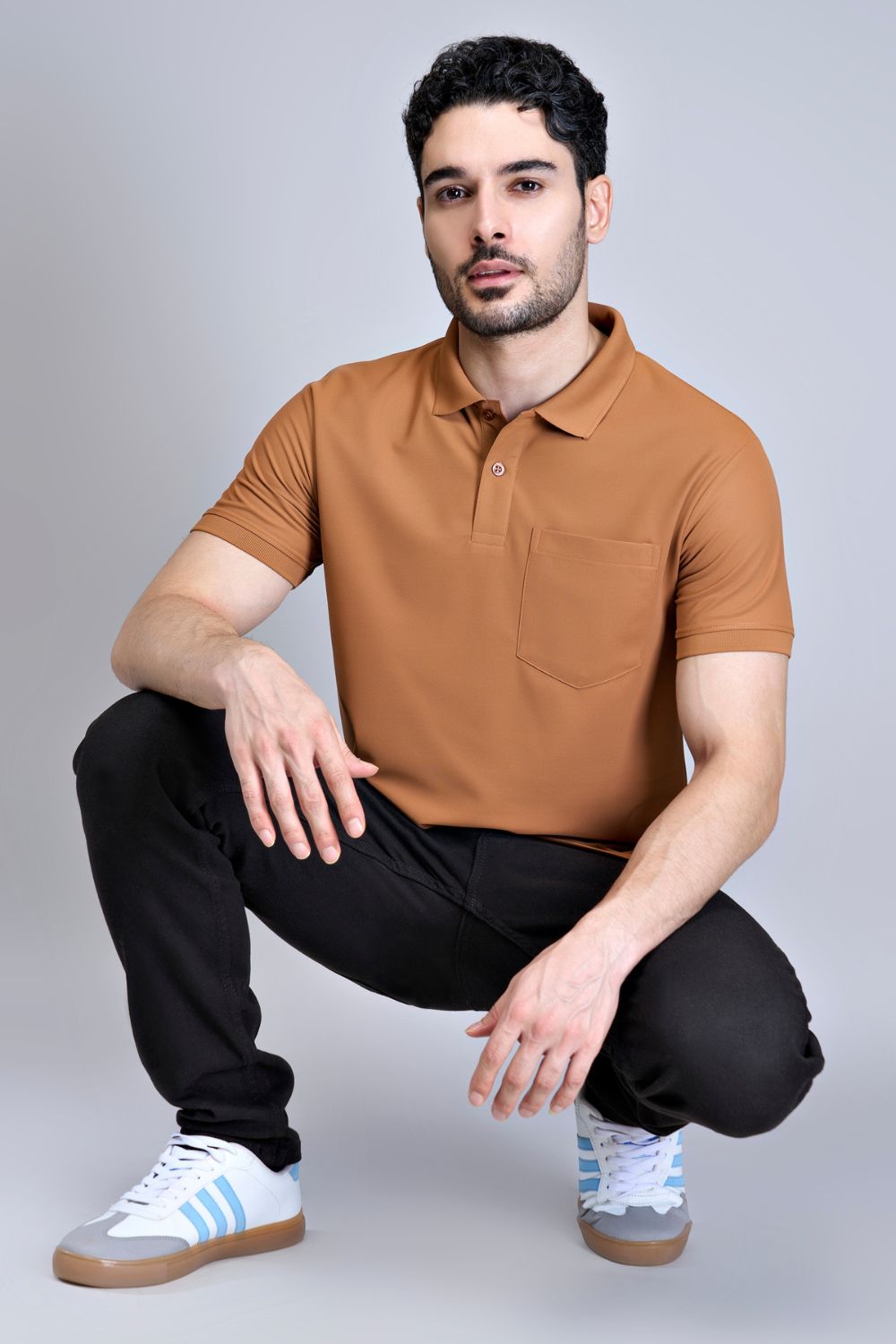Caramel Smart Tech Pocket + Polo T-shirts Maxzone Clothing   