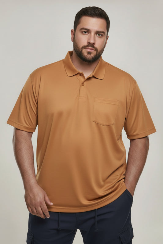 Caramel - Smart Tech Pocket Polo Plus Size