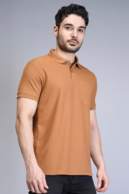 Caramel Smart Tech Pocket + Polo T-shirts Maxzone Clothing   