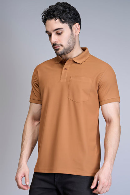 Caramel Smart Tech Pocket + Polo T-shirts Maxzone Clothing   