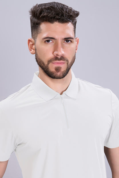 White - Stitchless Zip Polo T-shirt