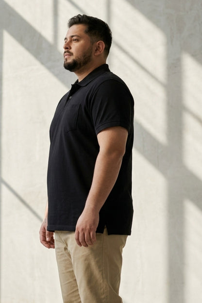 Black - Zyric Pocket Polo Plus Size
