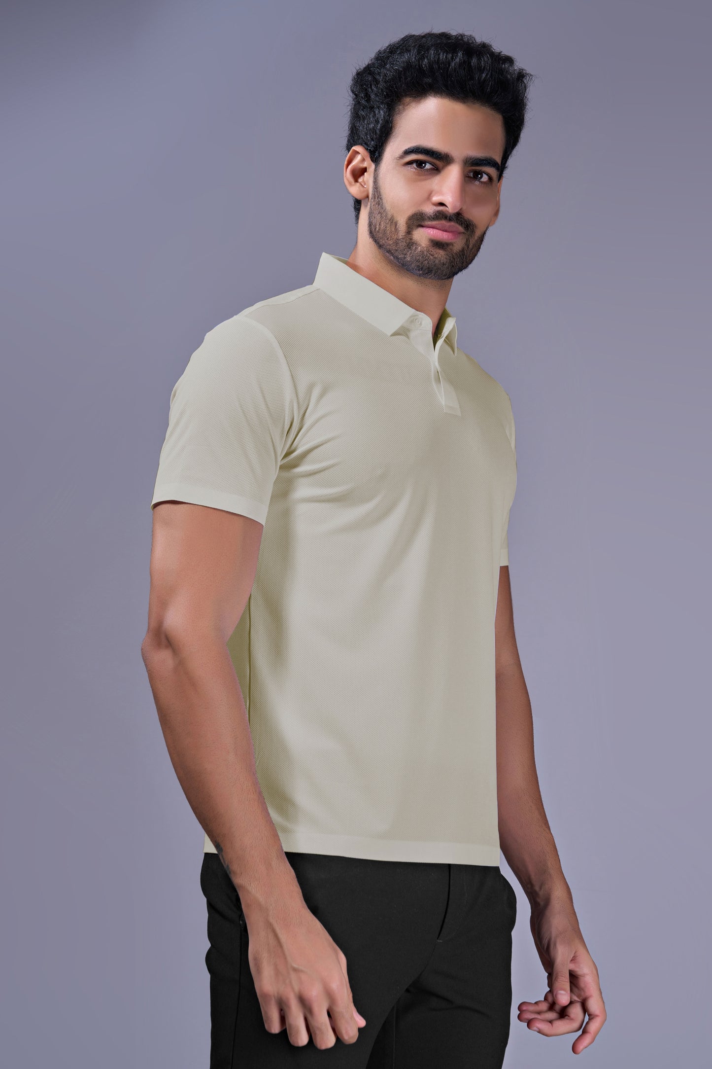 Beige - 2 Button Stitchless Polo