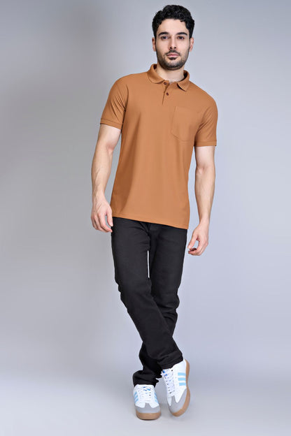 Caramel Smart Tech Pocket + Polo T-shirts Maxzone Clothing   