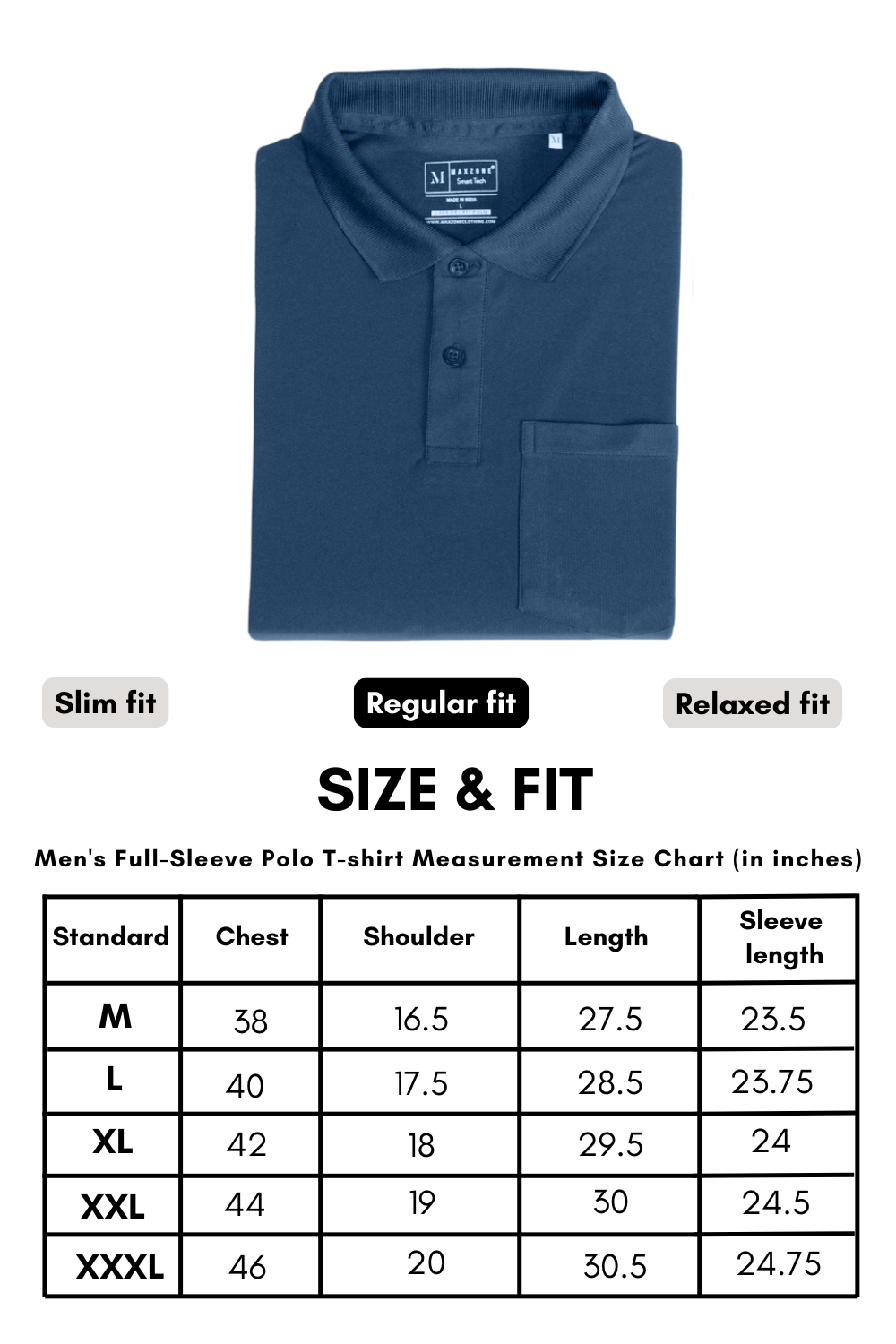 Teal Navy Full Sleeve Smart Tech Polo Full Sleeve T-Shirt Maxzone Clothing