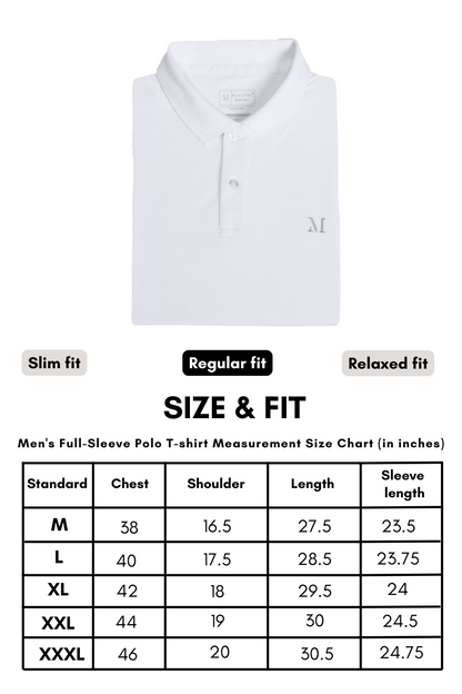 White Full Sleeve Smart Tech Polo Full Sleeve T-Shirt Maxzone Clothing