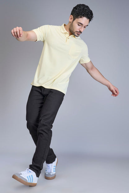 Light Yellow Smart Tech Pocket + Polo T-shirts Maxzone Clothing   