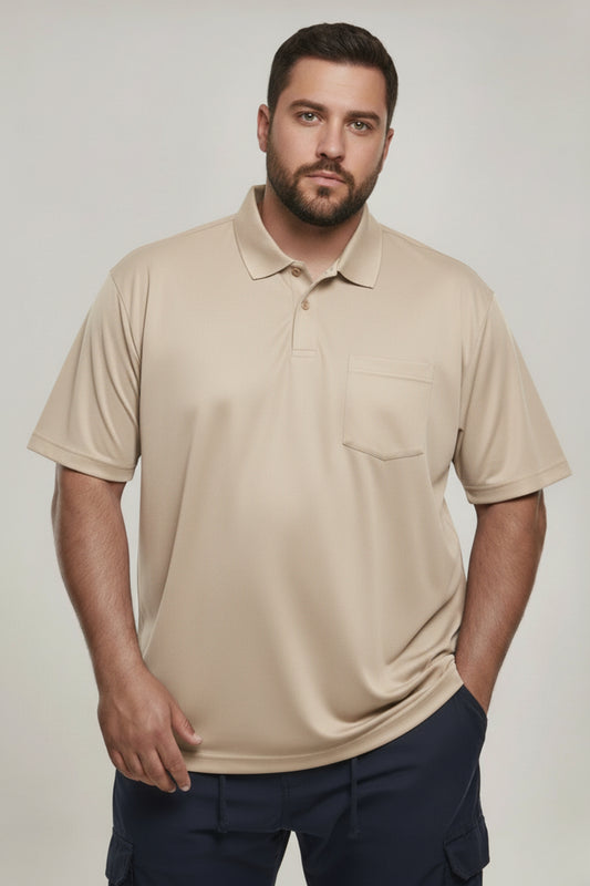 Soft Beige - Smart Tech Pocket Polo Plus Size